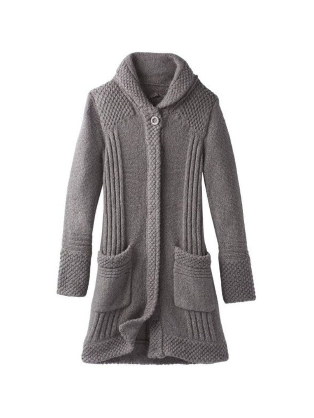 Prana Elsin Organic Cotton Wool Gray Sweater Coat S NWT